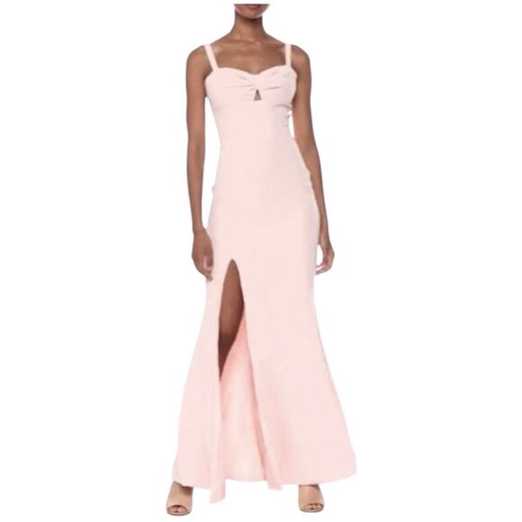 Dress the Population NEW Brooke Twist Front Dress Sz XL Women’s Blush Pink Maxi - Picture 1 of 11